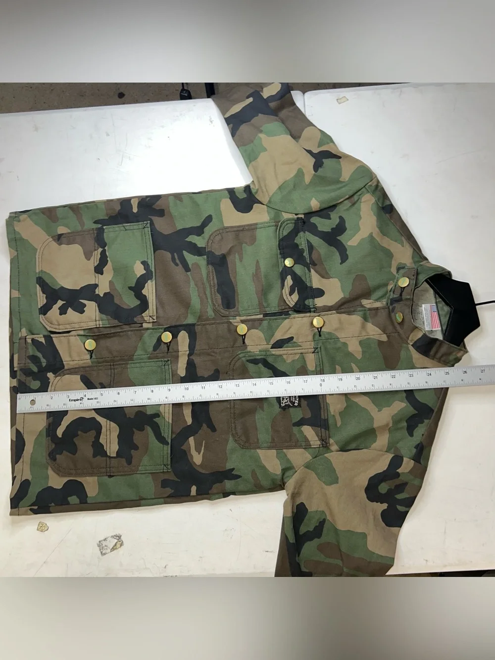 The Pointer Brand Woodland Camo Chore Coat Mens XS Green Made In USA Military